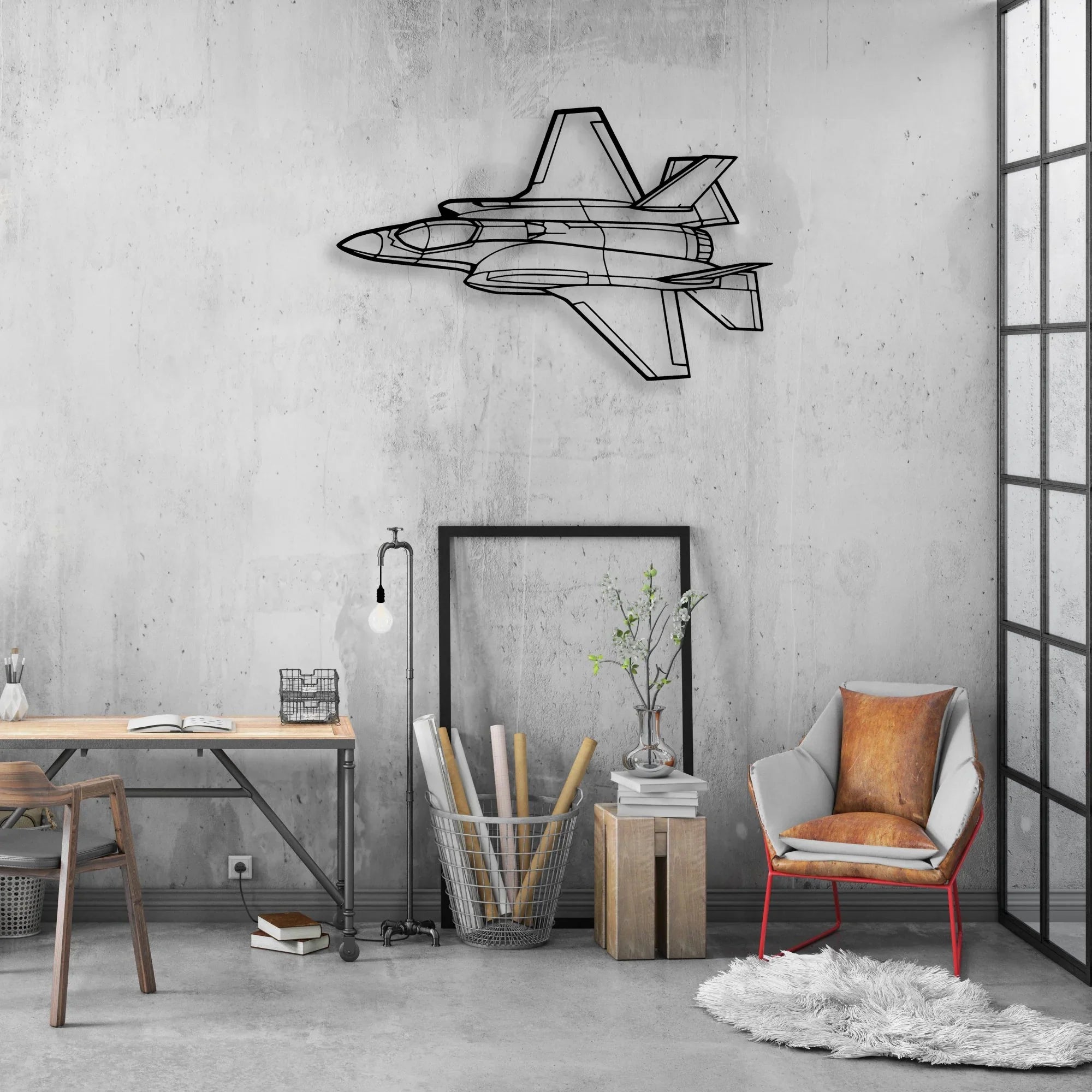 F-35A Lightning II Classic Aircraft Silhouette Metal Wall Art - Aviation Hangar Decor
