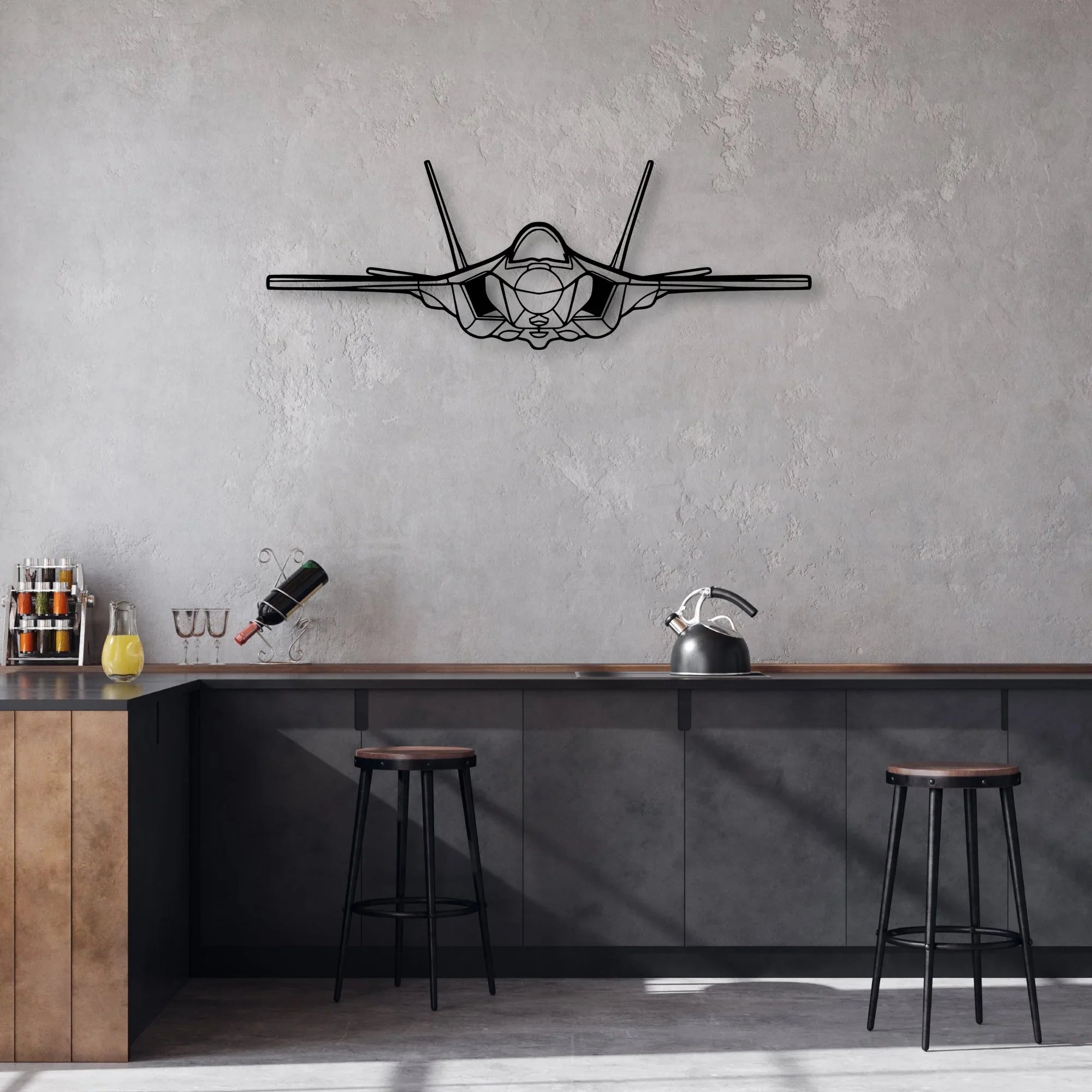 F-35A Lightning LL-2 Classic Aircraft Silhouette Metal Wall Art - Aviation Hangar Decor