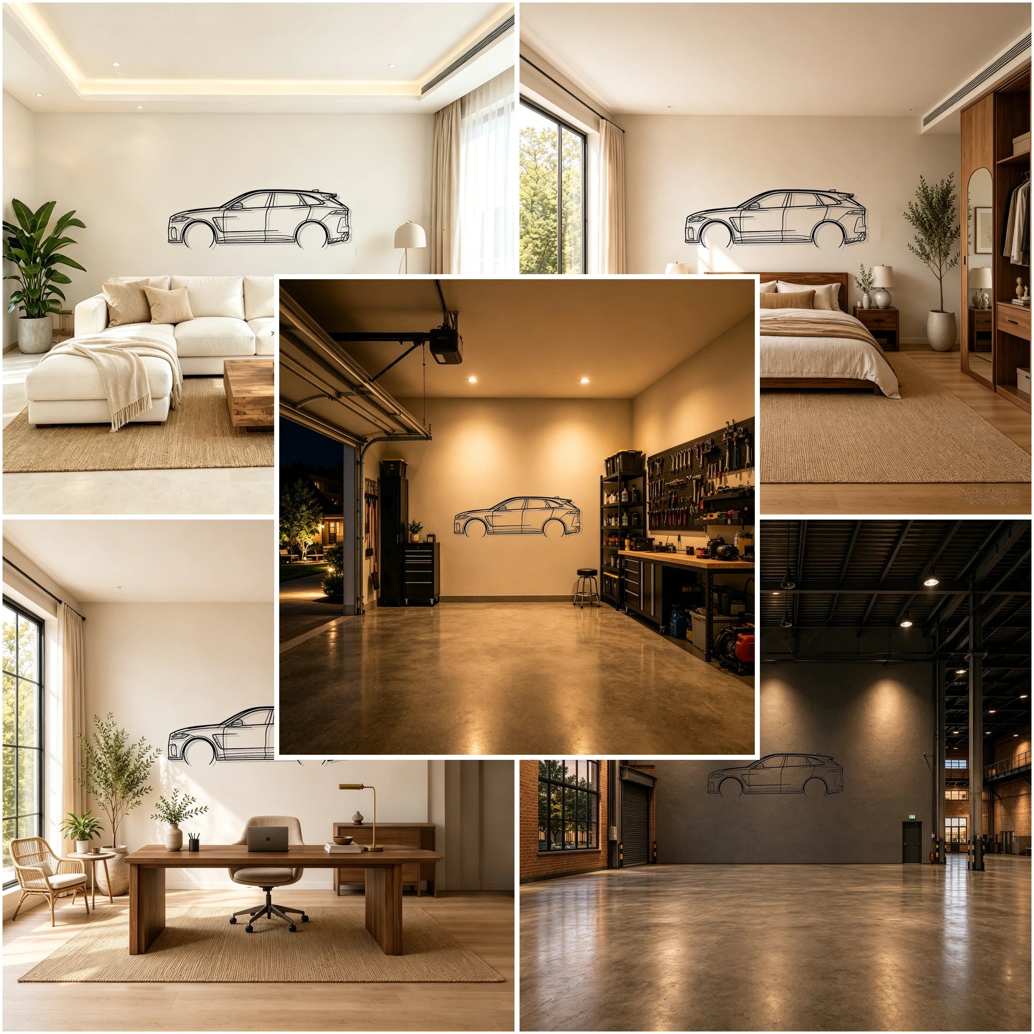 F-Pace SVR Detailed Silhouette Metal Wall Art - Classic Car Garage Decor