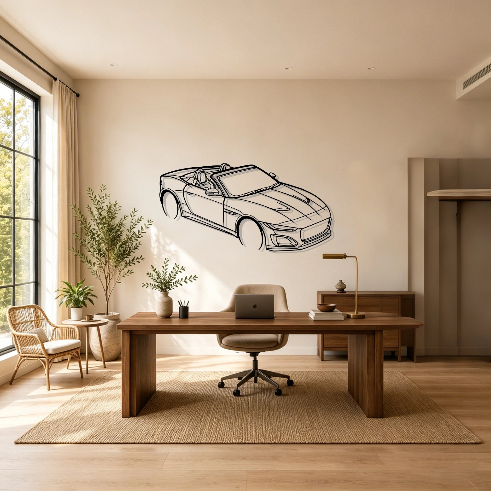 F-Type Top Angled View Metal Wall Art - Classic Car Garage Decor
