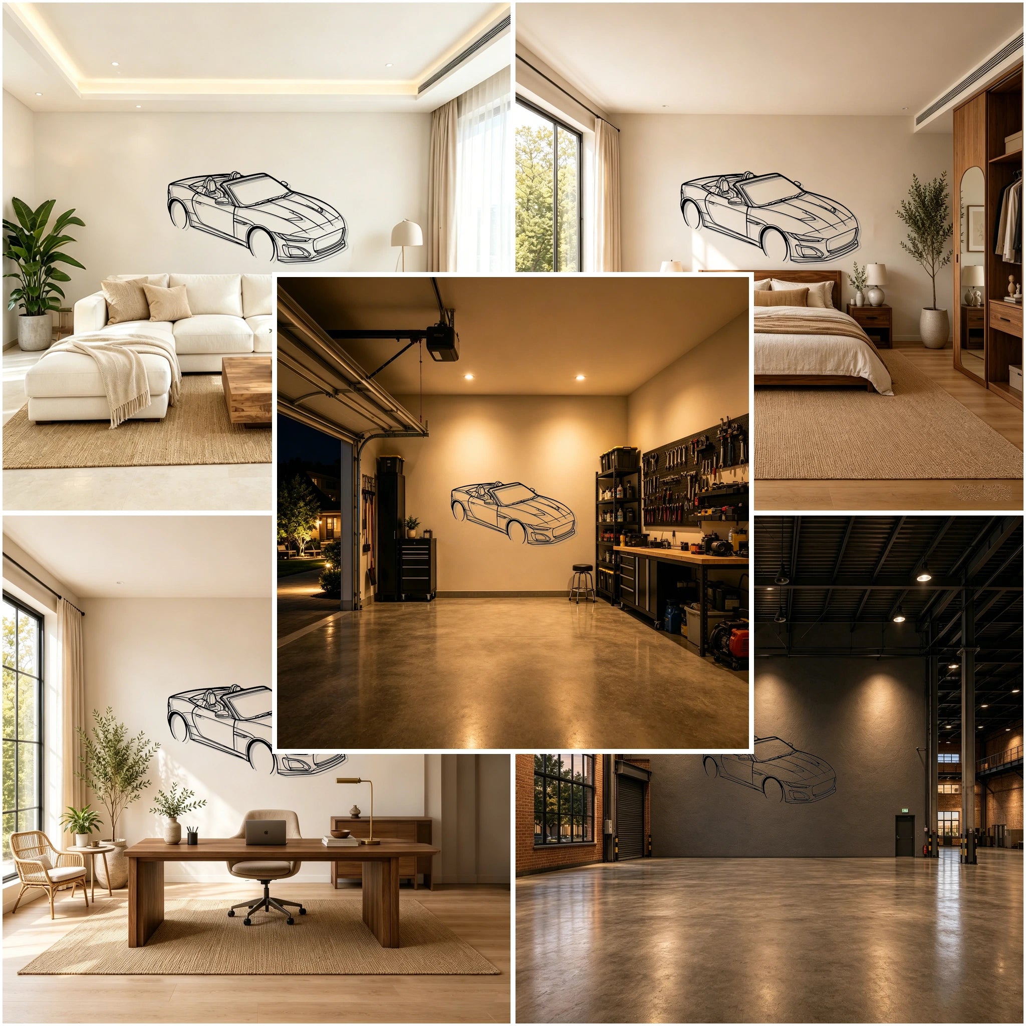 F-Type Top Angled View Metal Wall Art - Classic Car Garage Decor