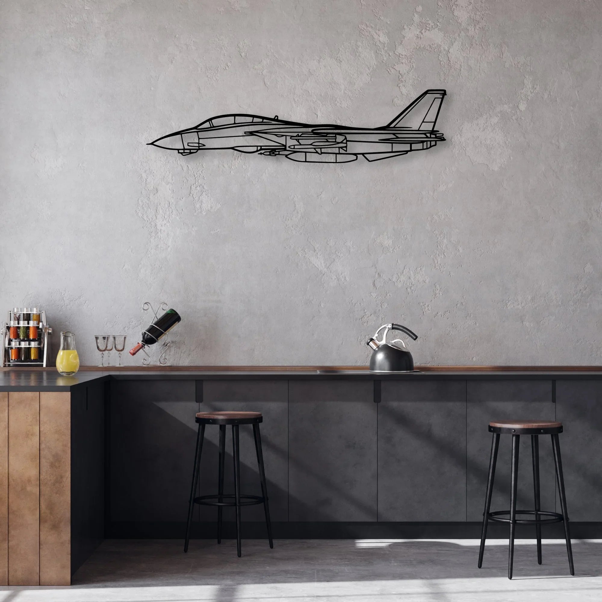 F14 Tomcat Classic Aircraft Silhouette Metal Wall Art - Aviation Hangar Decor