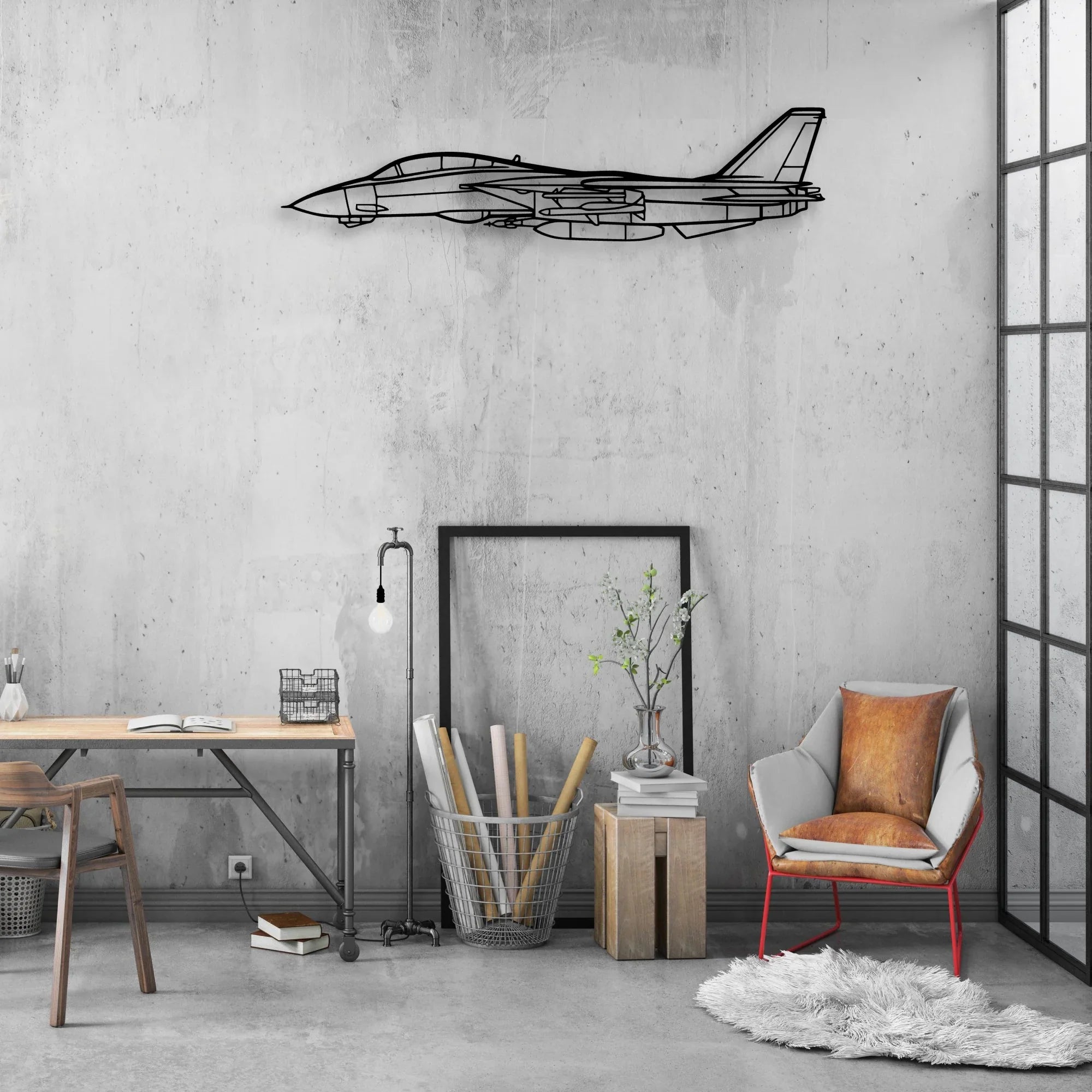 F14 Tomcat Classic Aircraft Silhouette Metal Wall Art - Aviation Hangar Decor