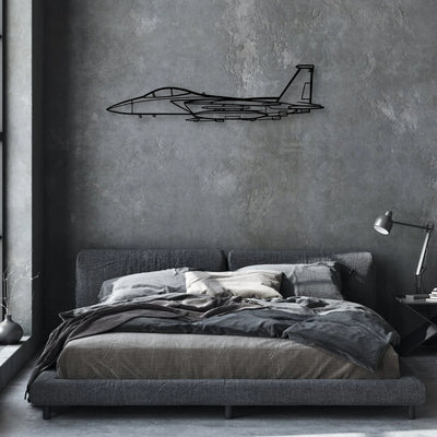 F15 Strike Eagle Classic Aircraft Silhouette Metal Wall Art - Aviation Hangar Decor