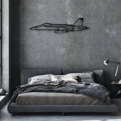 F18 Hornet Classic Aircraft Silhouette Metal Wall Art - Aviation Hangar Decor
