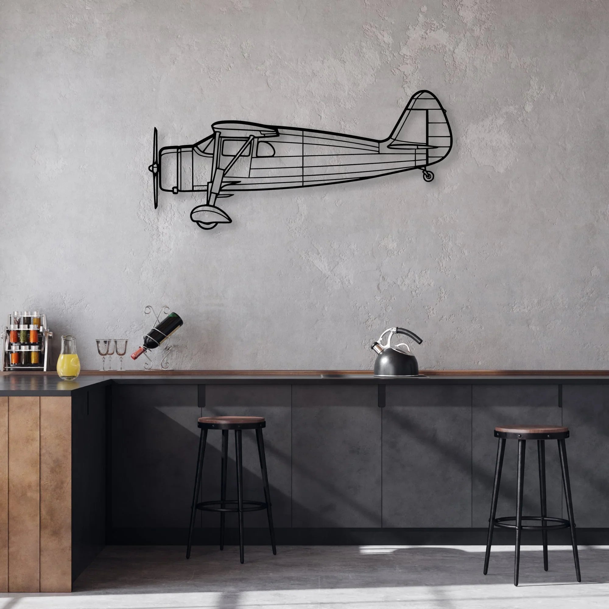 F24G 1937 Classic Aircraft Silhouette Metal Wall Art - Aviation Hangar Decor