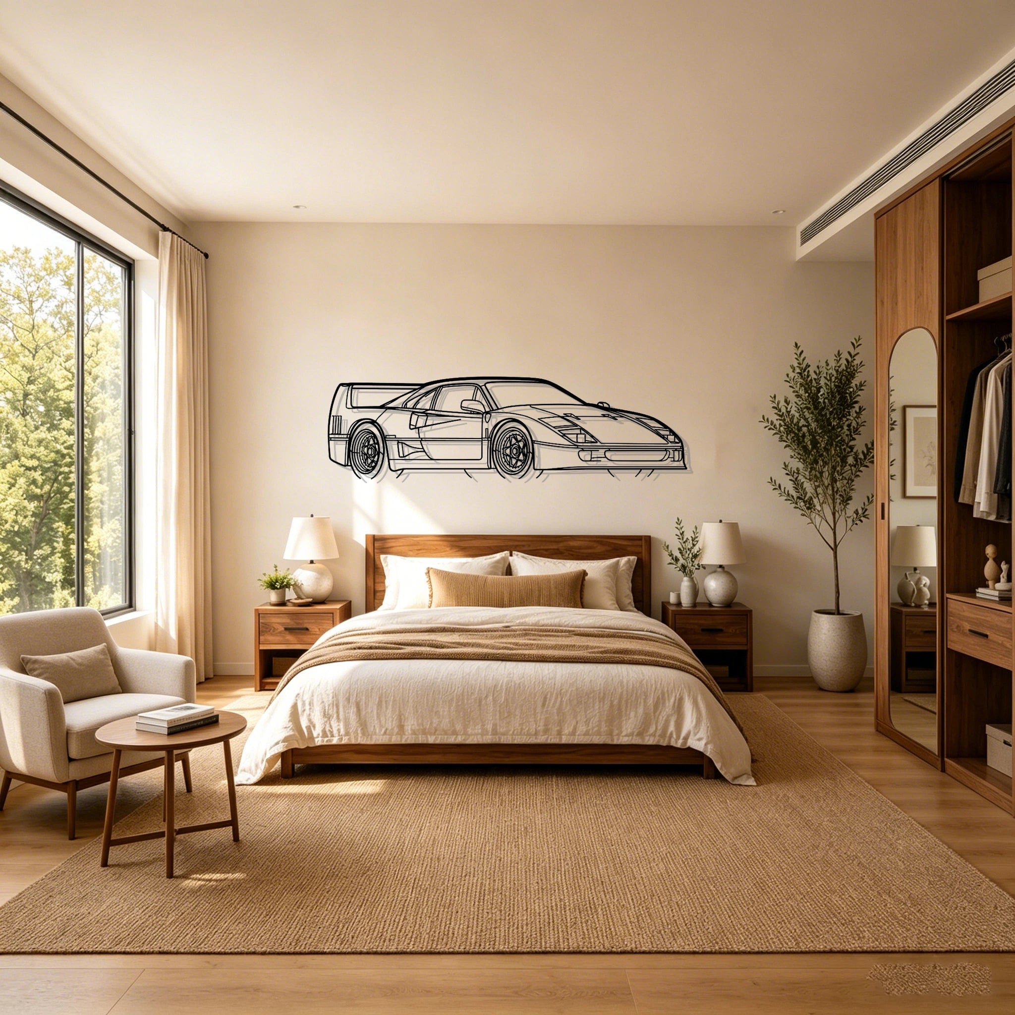 F40 Angled View Metal Wall Art - Classic Car Garage Decor