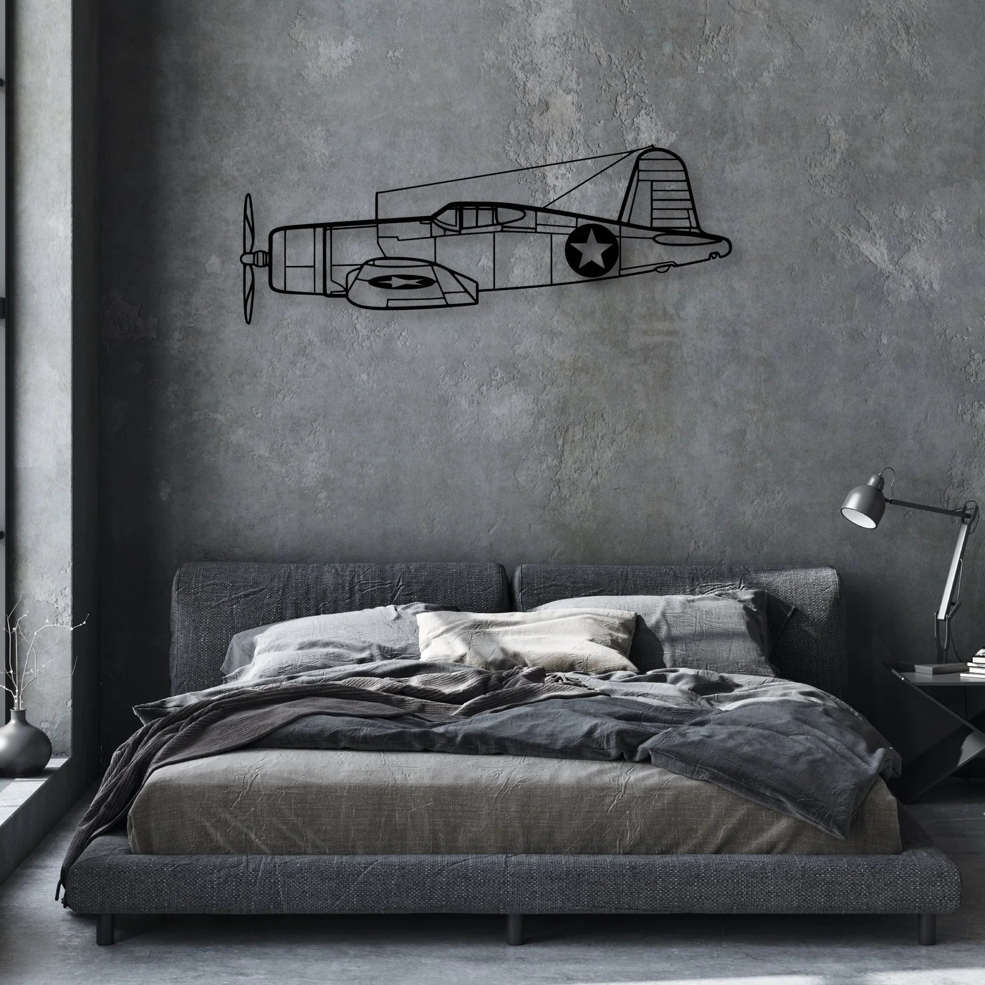 F4U Corsair Classic Aircraft Silhouette Metal Wall Art - Aviation Hangar Decor