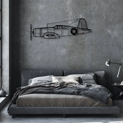 F4U Corsair Classic Aircraft Silhouette Metal Wall Art - Aviation Hangar Decor