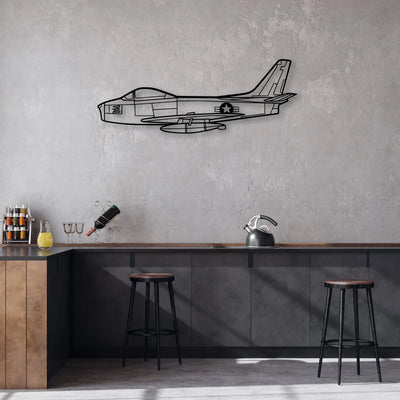 F86 Sabre Classic Aircraft Silhouette Metal Wall Art - Aviation Hangar Decor