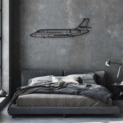 Falcon 2000 2 Classic Aircraft Silhouette Metal Wall Art - Aviation Hangar Decor
