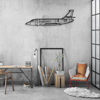 Falcon 2000 2 Classic Aircraft Silhouette Metal Wall Art - Aviation Hangar Decor