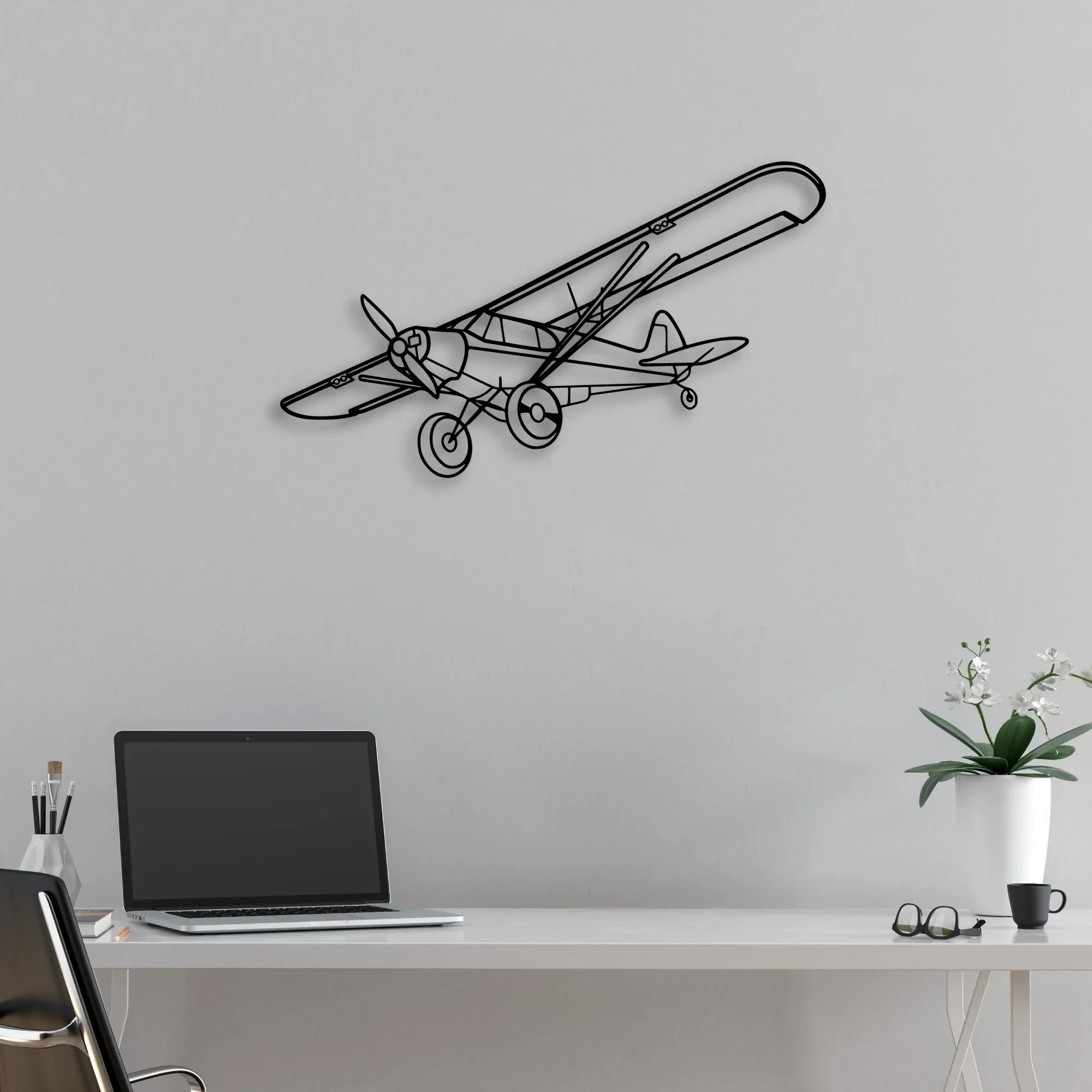 Falcon 7X Classic Aircraft Silhouette Metal Wall Art - Aviation Hangar Decor