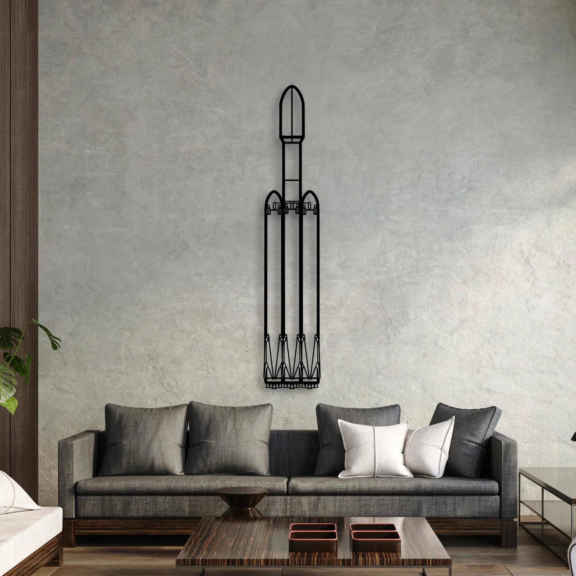 Falcon Heavy Classic Aircraft Silhouette Metal Wall Art - Aviation Hangar Decor