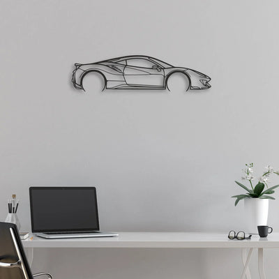 ferrari-488-pista Classic Silhouette Metal Wall Art - Automotive Garage Decor