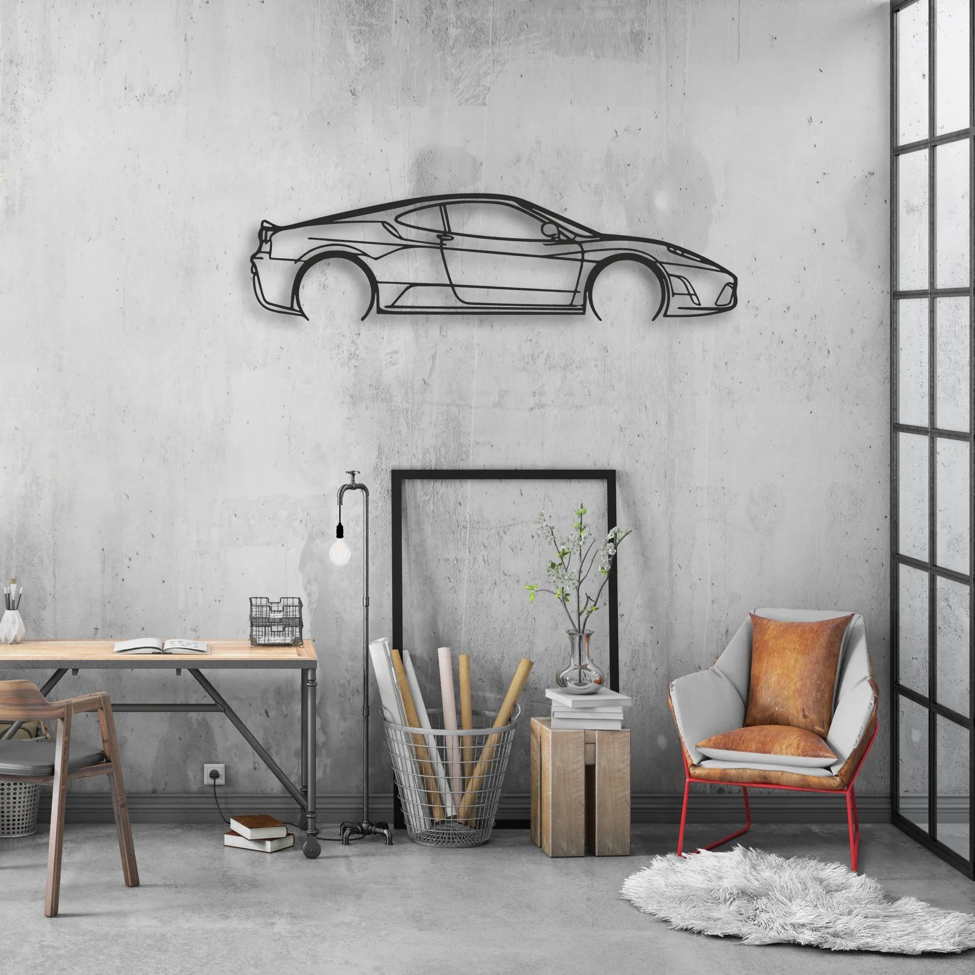 ferrari-f430-scuderia Classic Silhouette Metal Wall Art - Automotive Garage Decor