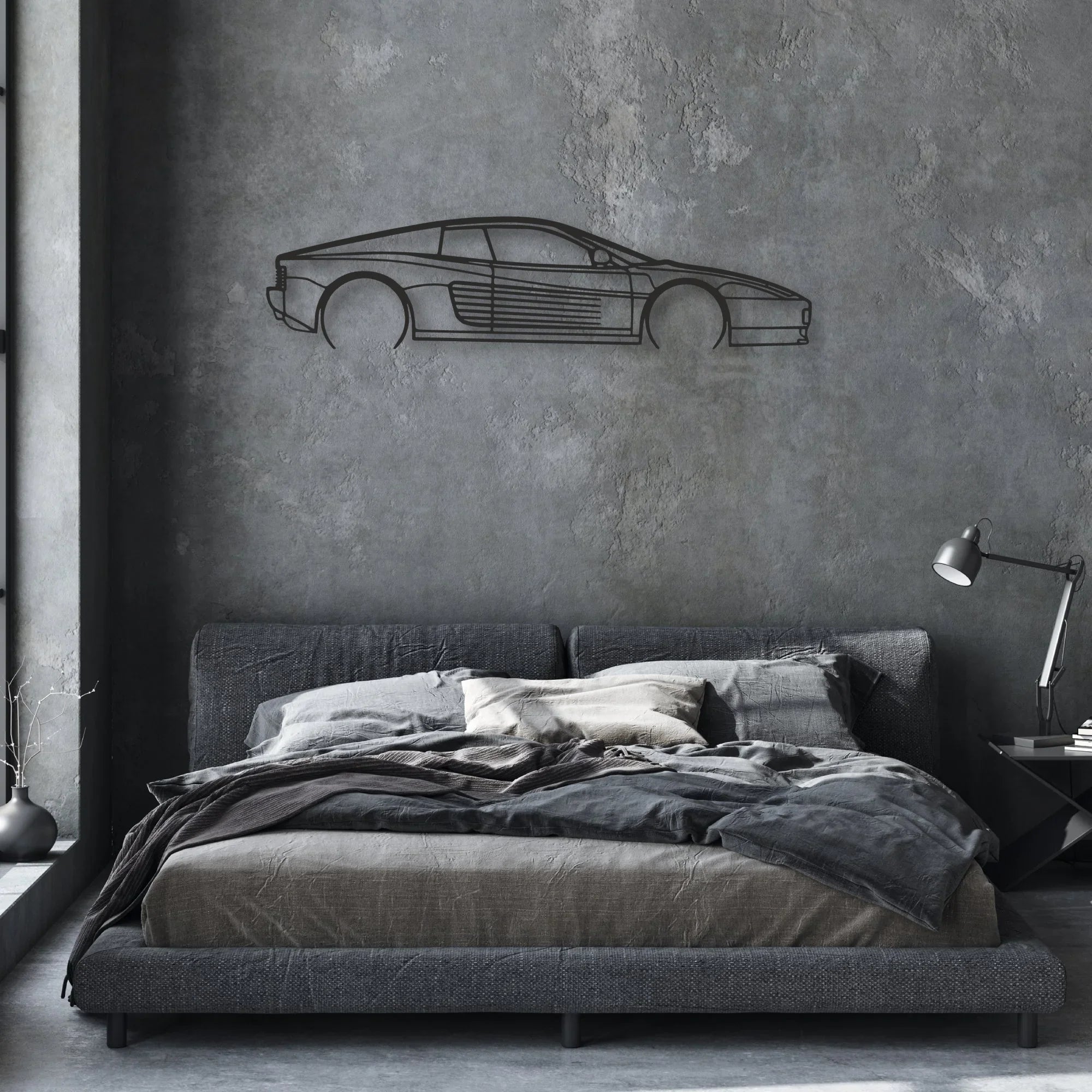 ferrari-testarossa Classic Silhouette Metal Wall Art - Automotive Garage Decor