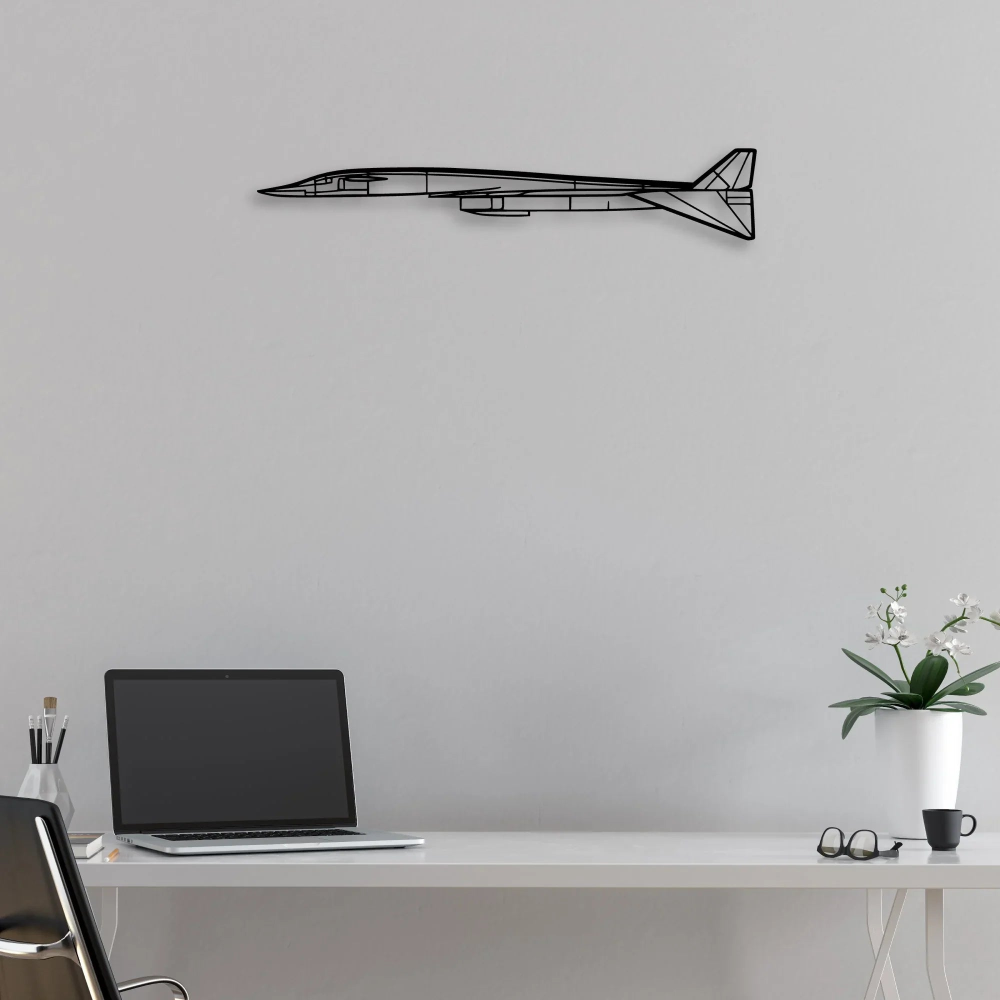 Fighter Jet Classic Aircraft Silhouette Metal Wall Art - Aviation Hangar Decor