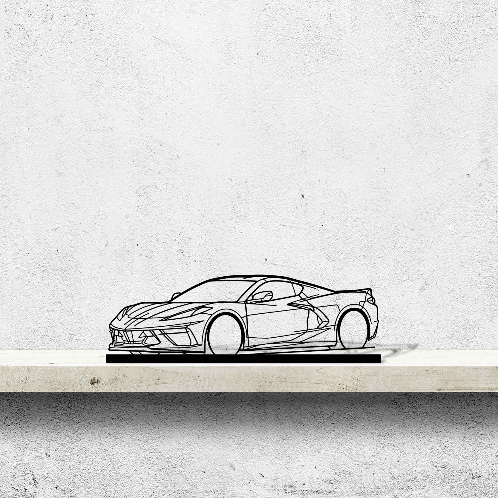Corvette C8 Front Angle Silhouette Metal Art Stand