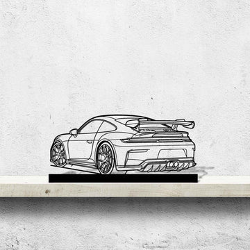 911 GT3 Model 992.2 Back Angle Silhouette Metal Art Stand