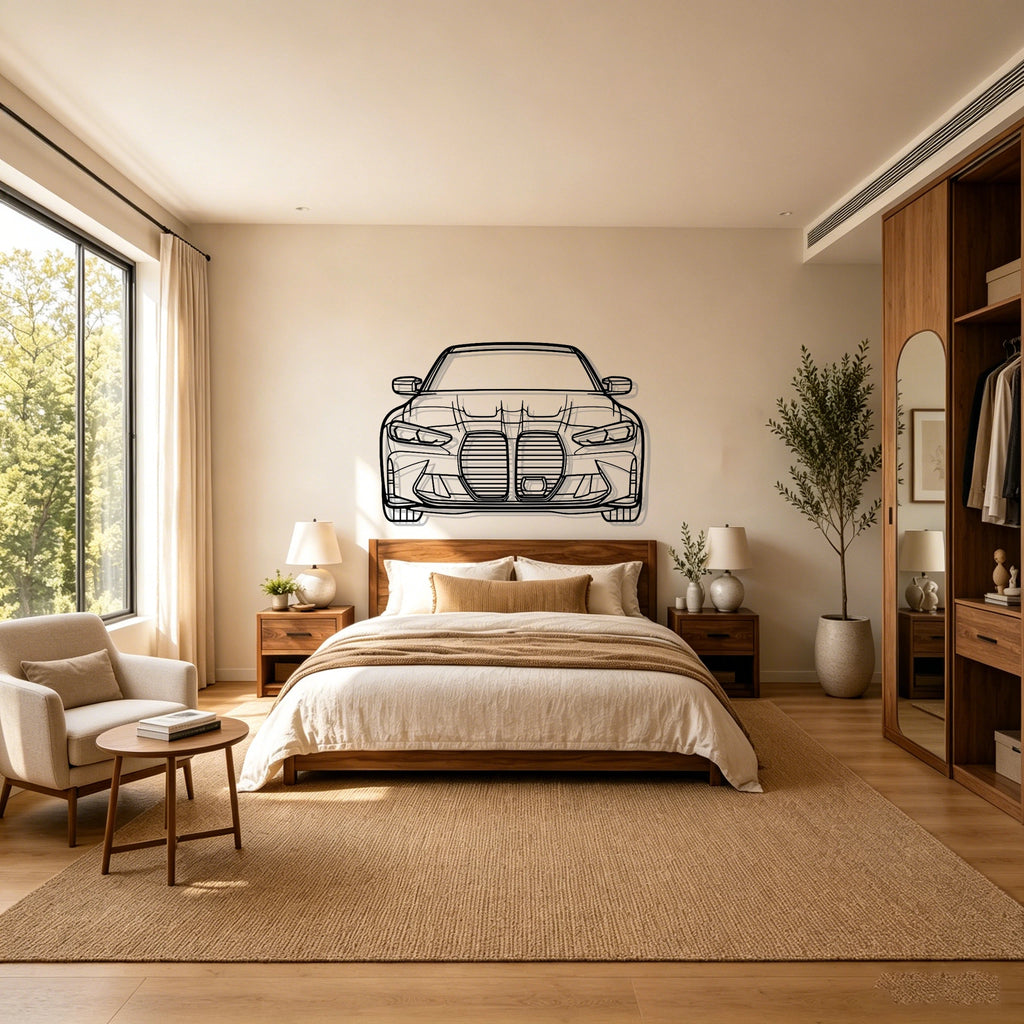 G80 M3 Front View Metal Wall Art - Classic Car Garage Decor