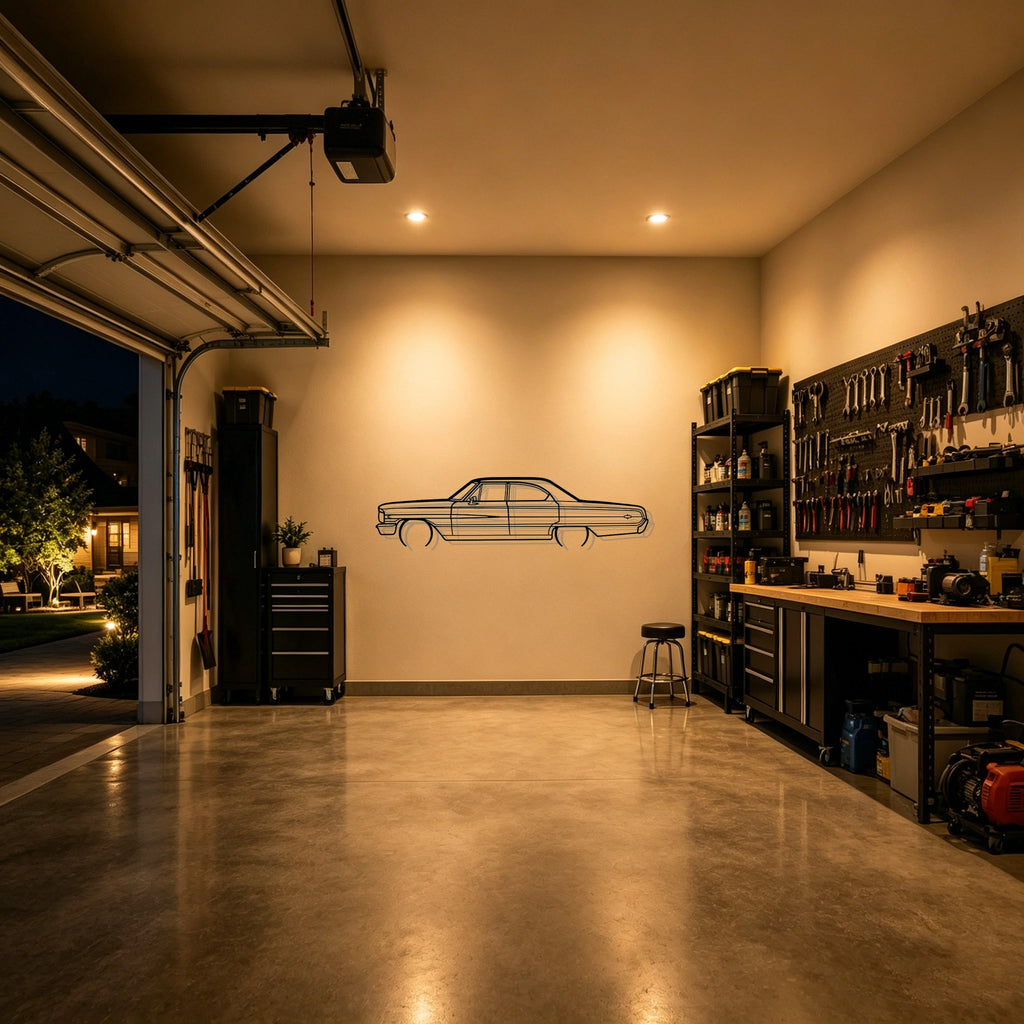 Galaxie 500XL Detailed Silhouette Metal Wall Art - Classic Car Garage Decor