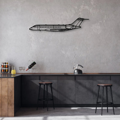 Global 6000 2018 Classic Aircraft Silhouette Metal Wall Art - Aviation Hangar Decor