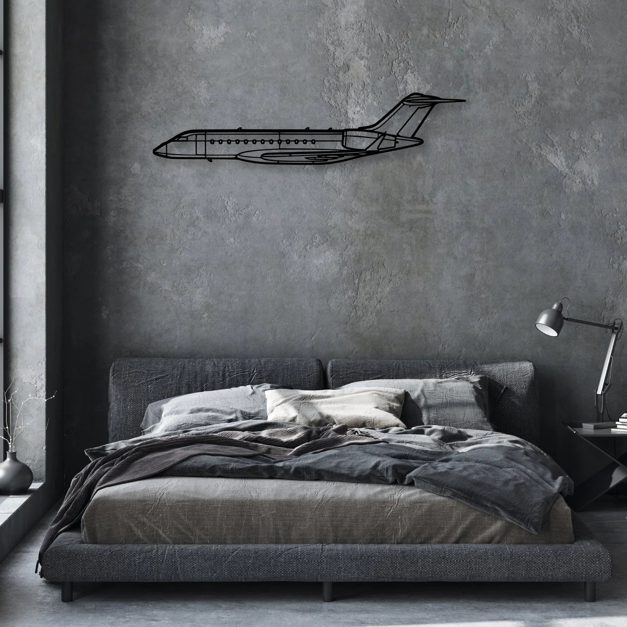 Global 6000 2018 Classic Aircraft Silhouette Metal Wall Art - Aviation Hangar Decor