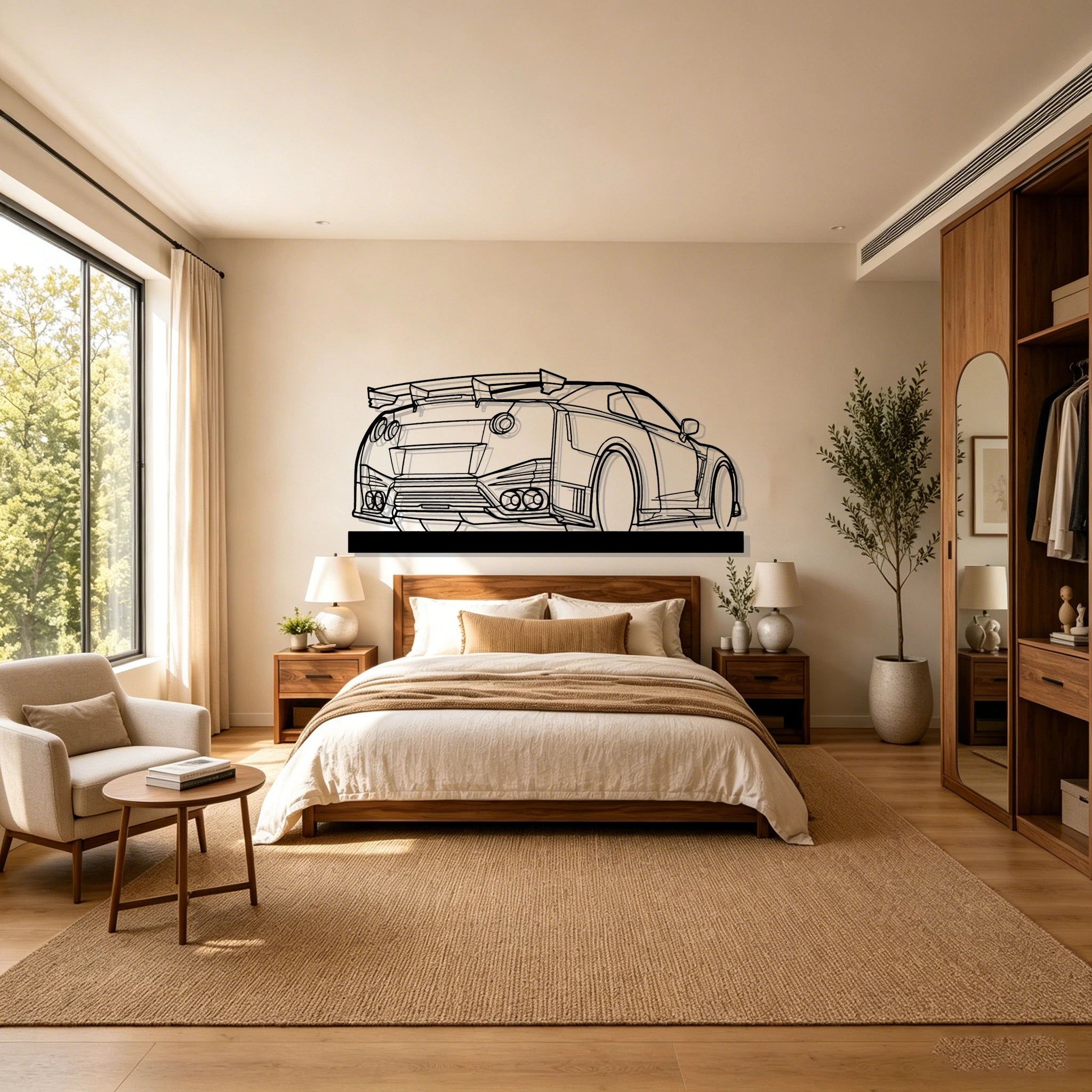 GTR Nismo Angle Silhouette Metal Art Stand - Classic Car Garage Decor