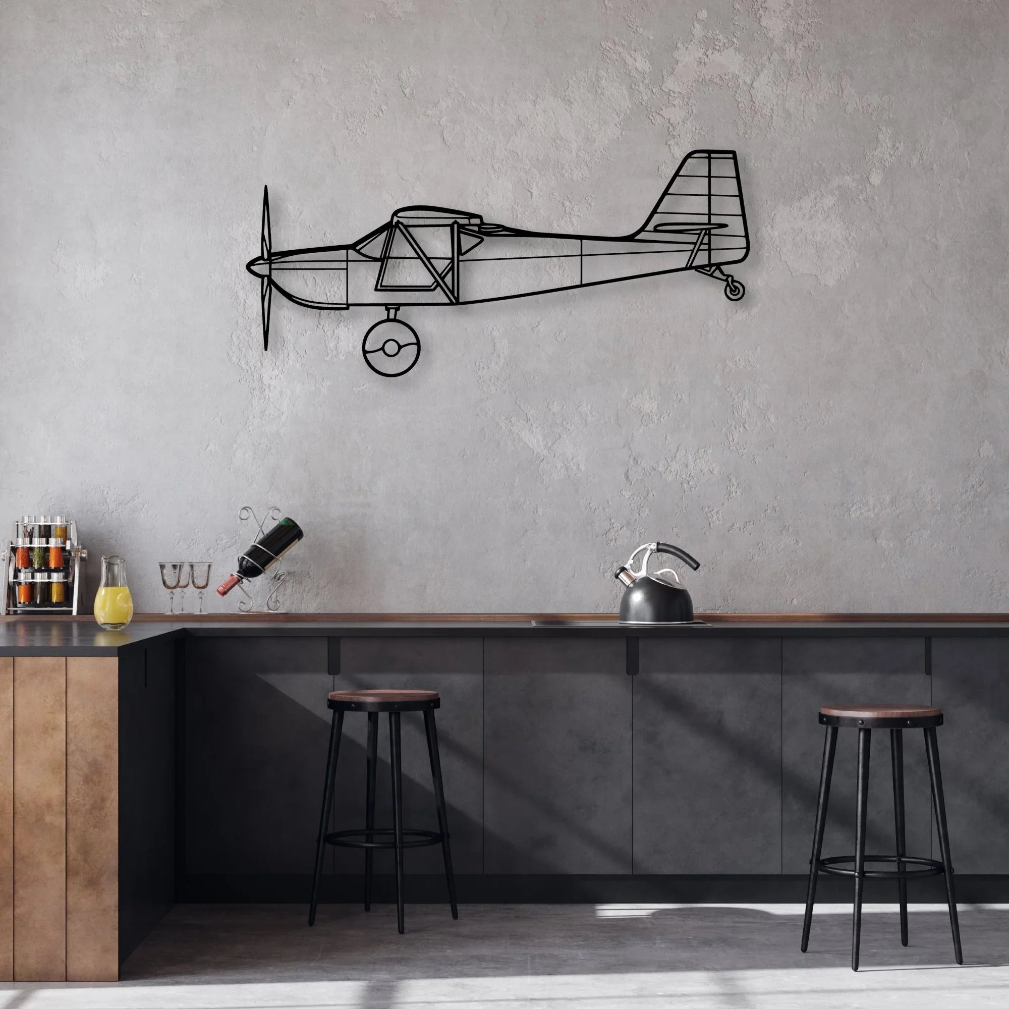 H145 2 Classic Aircraft Silhouette Metal Wall Art - Aviation Hangar Decor