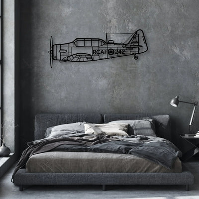 Harvard 3 Classic Aircraft Silhouette Metal Wall Art - Aviation Hangar Decor