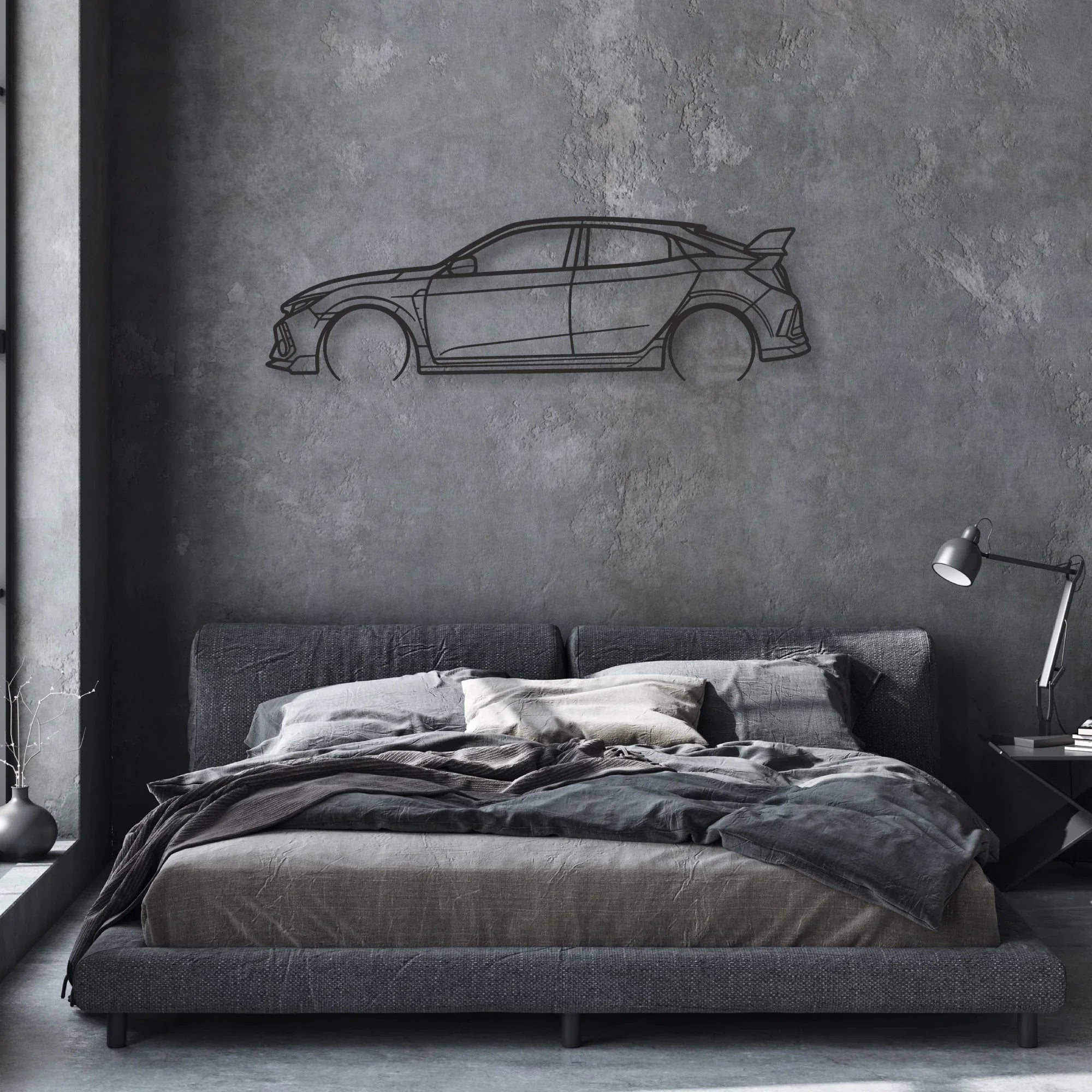 honda civic typer Classic Silhouette Metal Wall Art - Automotive Garage Decor