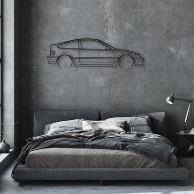 honda crx 1990 Classic Silhouette Metal Wall Art - Automotive Garage Decor