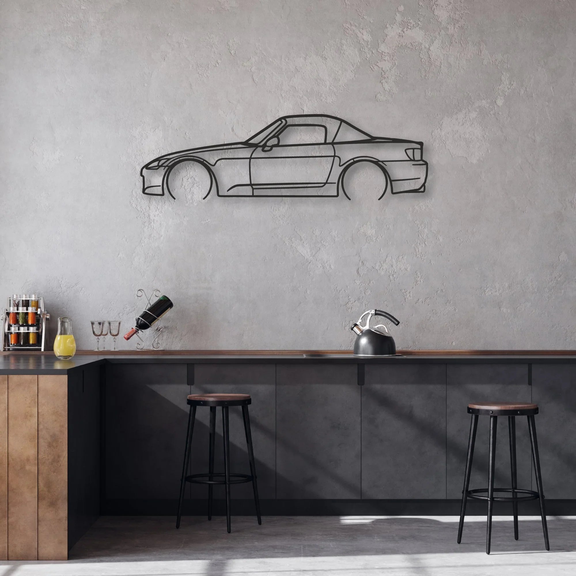 honda s2000 Classic Silhouette Metal Wall Art - Automotive Garage Decor