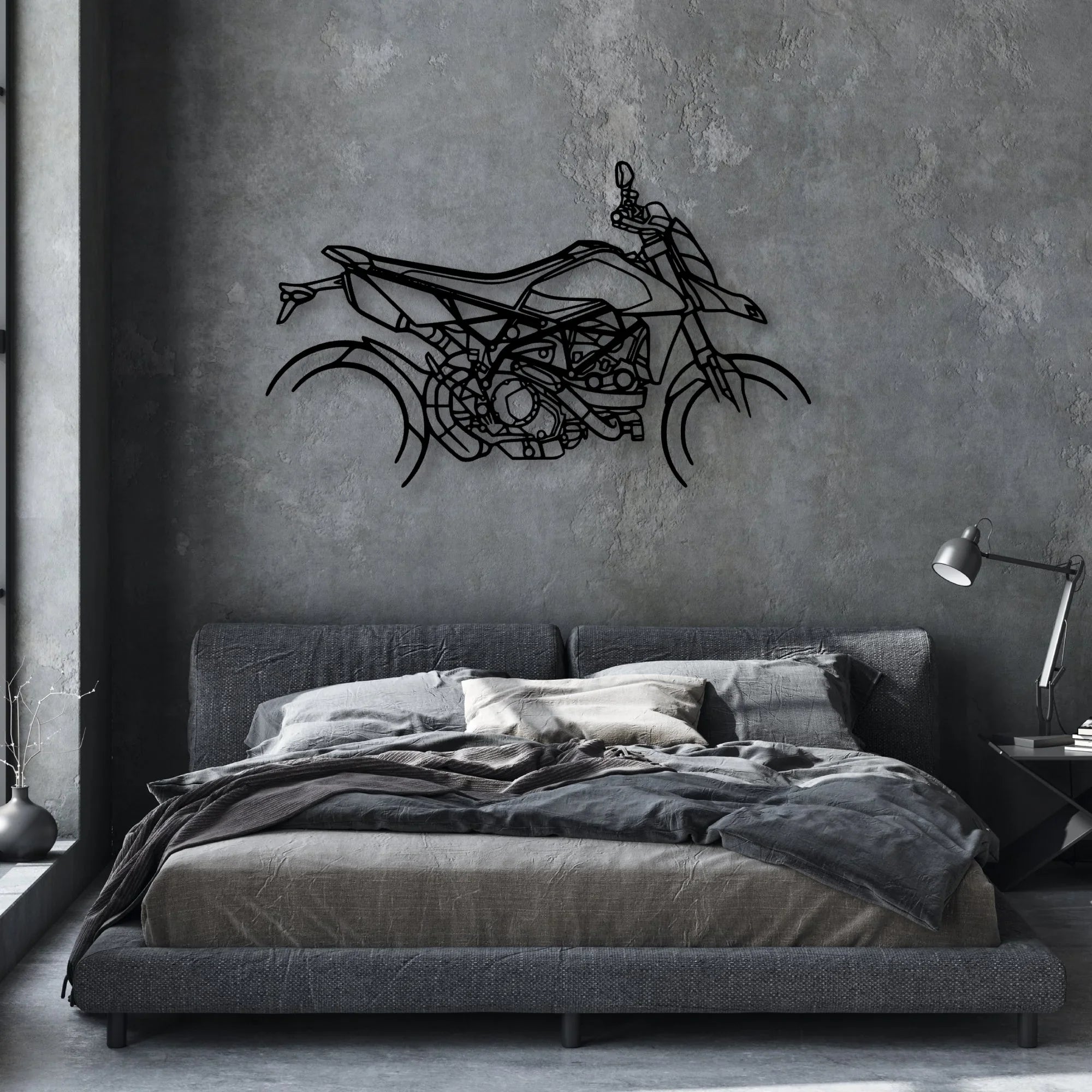 Hyper Motard 950 RVE Classic Motorcycle Silhouette Metal Wall Art - Moto Garage Decor
