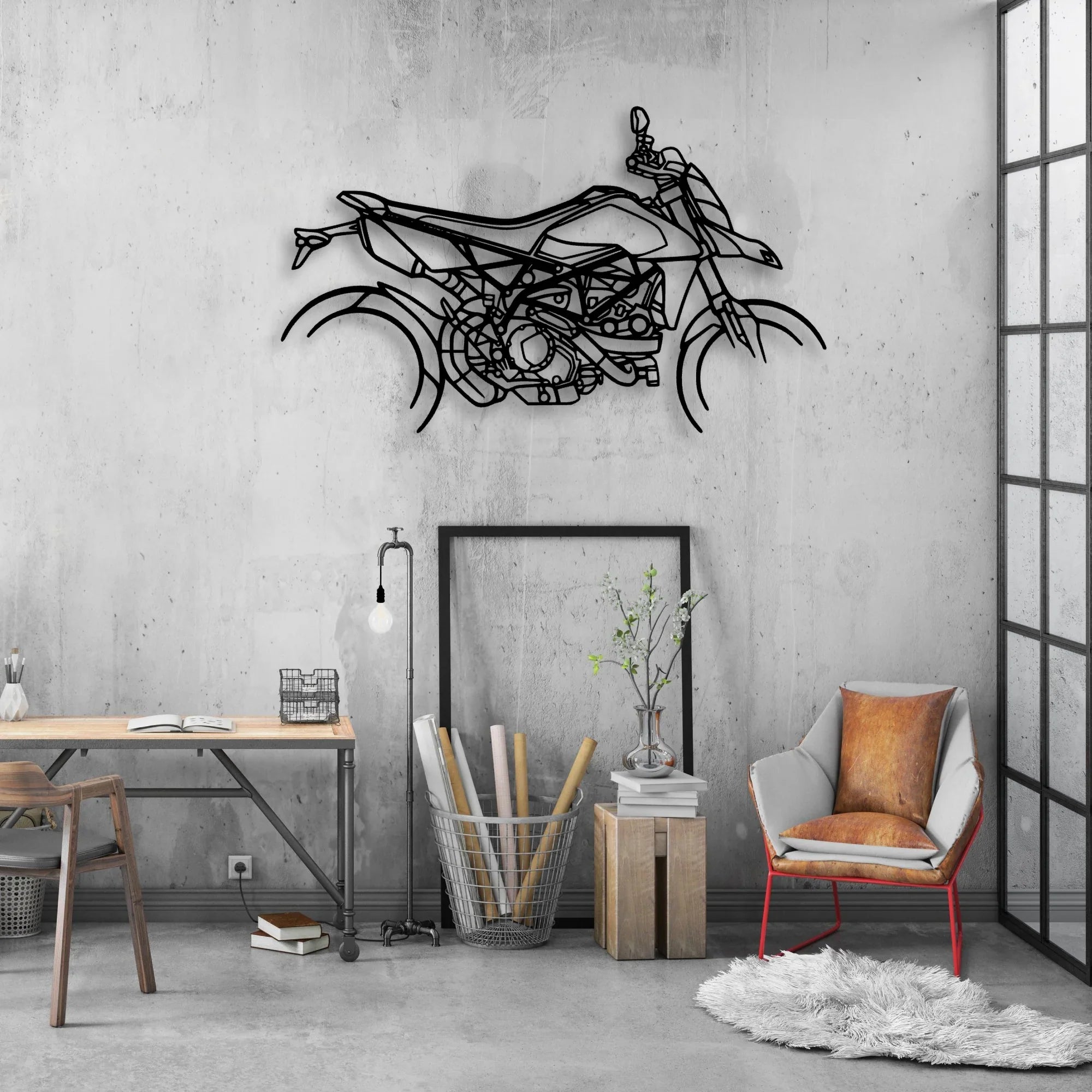 Hyper Motard 950 RVE Classic Motorcycle Silhouette Metal Wall Art - Moto Garage Decor