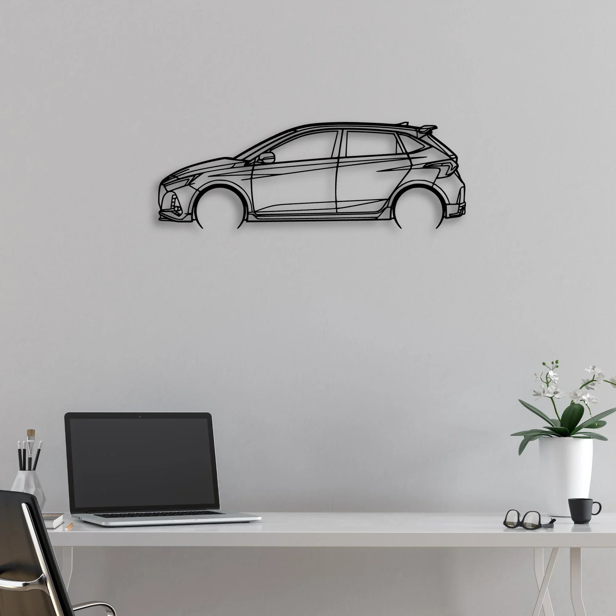 i20N 2022 Classic Silhouette Metal Wall Art - Automotive Garage Decor