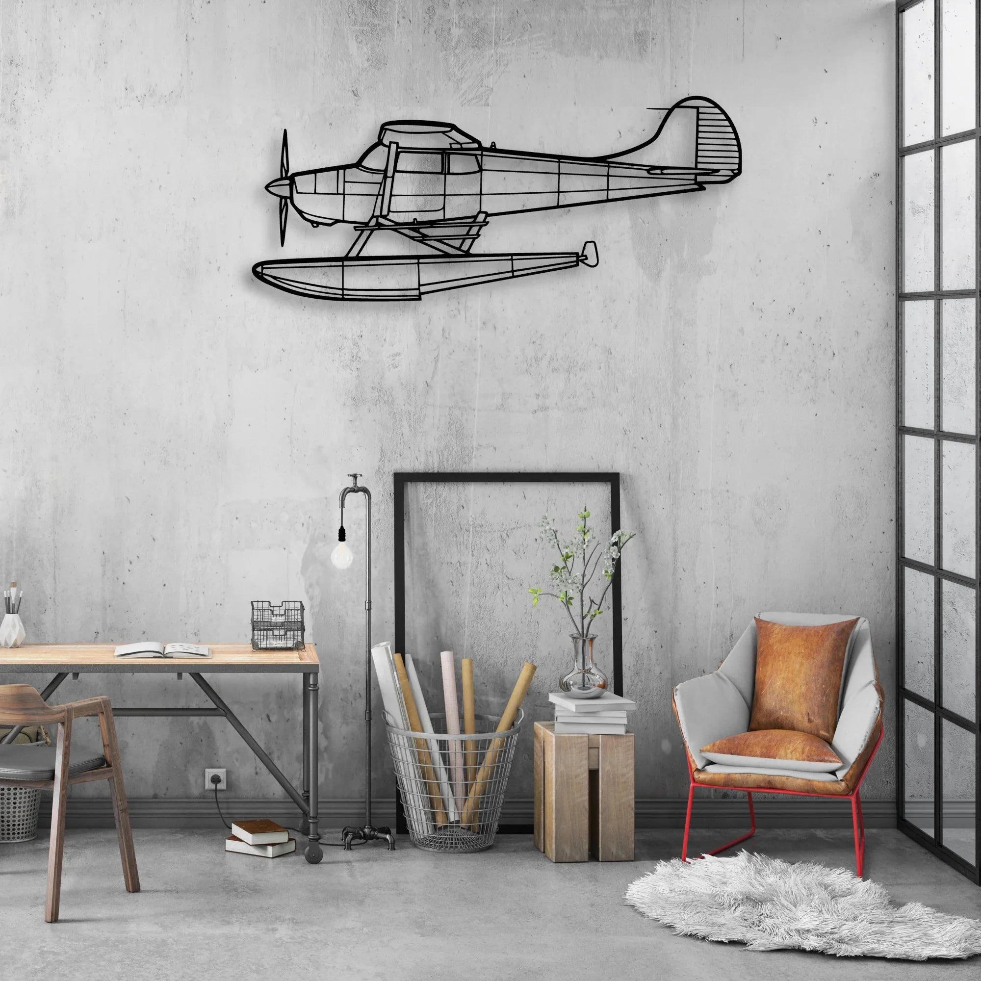 J-3 Cub Classic Aircraft Silhouette Metal Wall Art - Aviation Hangar Decor