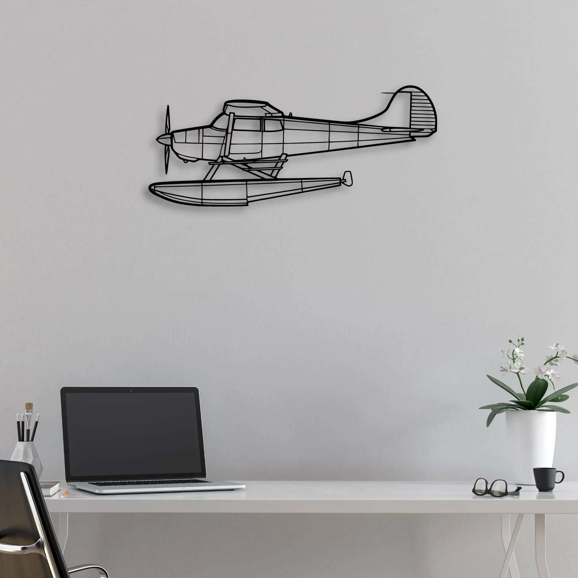 J-3 Cub Classic Aircraft Silhouette Metal Wall Art - Aviation Hangar Decor
