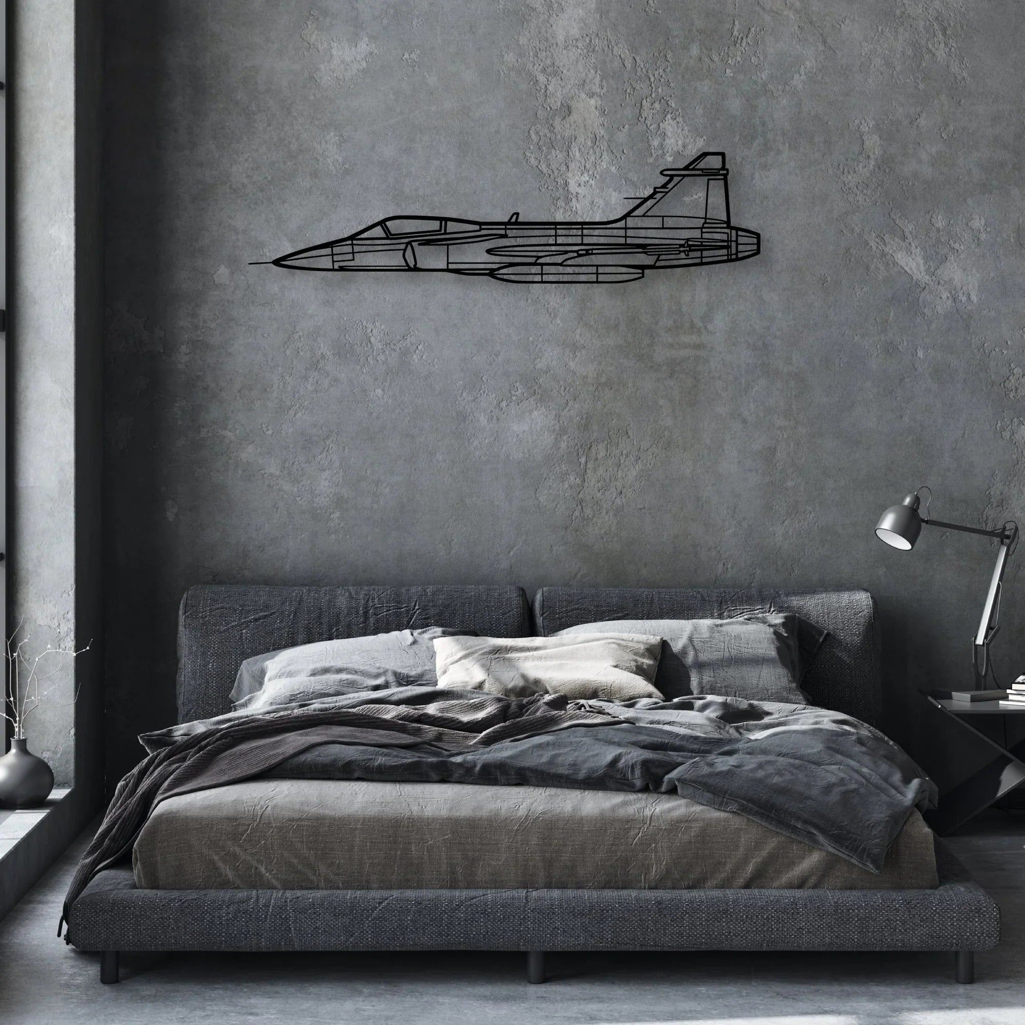 JAS-39 Gripern Classic Aircraft Silhouette Metal Wall Art - Aviation Hangar Decor