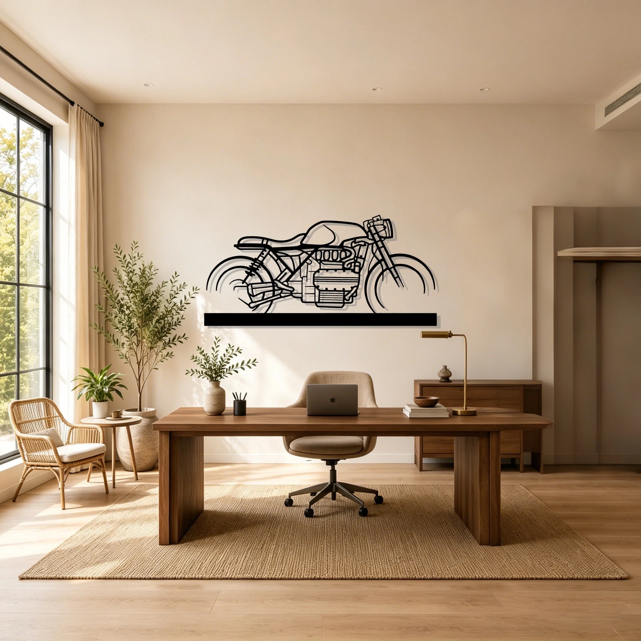 K1100 Cafe Racer Silhouette Metal Art Stand - Classic Car Garage Decor