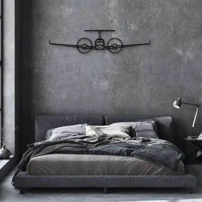 King AIR-350 2 Classic Aircraft Silhouette Metal Wall Art - Aviation Hangar Decor