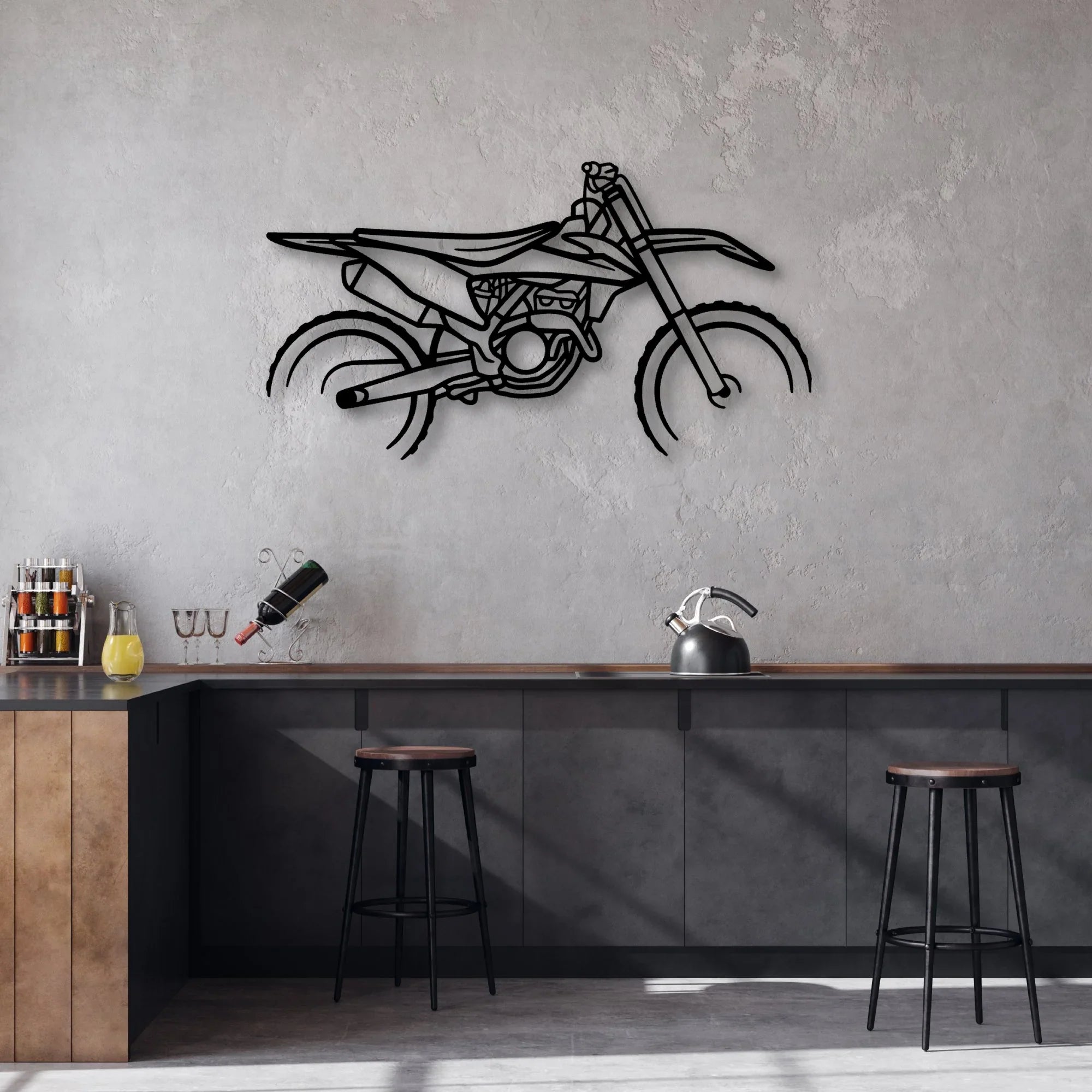 KTM Motocross Classic Motorcycle Silhouette Metal Wall Art - Moto Garage Decor