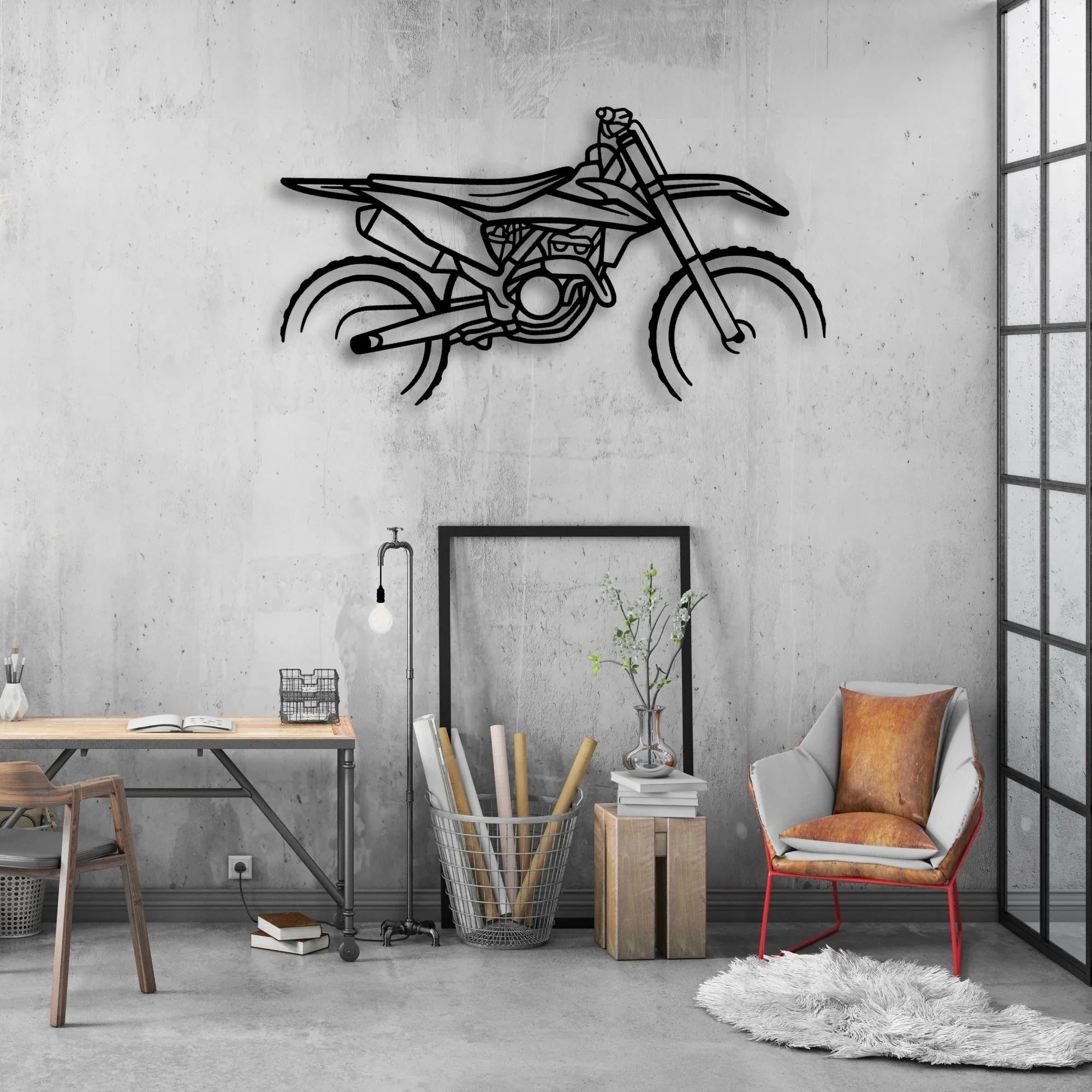 KTM Motocross Classic Motorcycle Silhouette Metal Wall Art - Moto Garage Decor