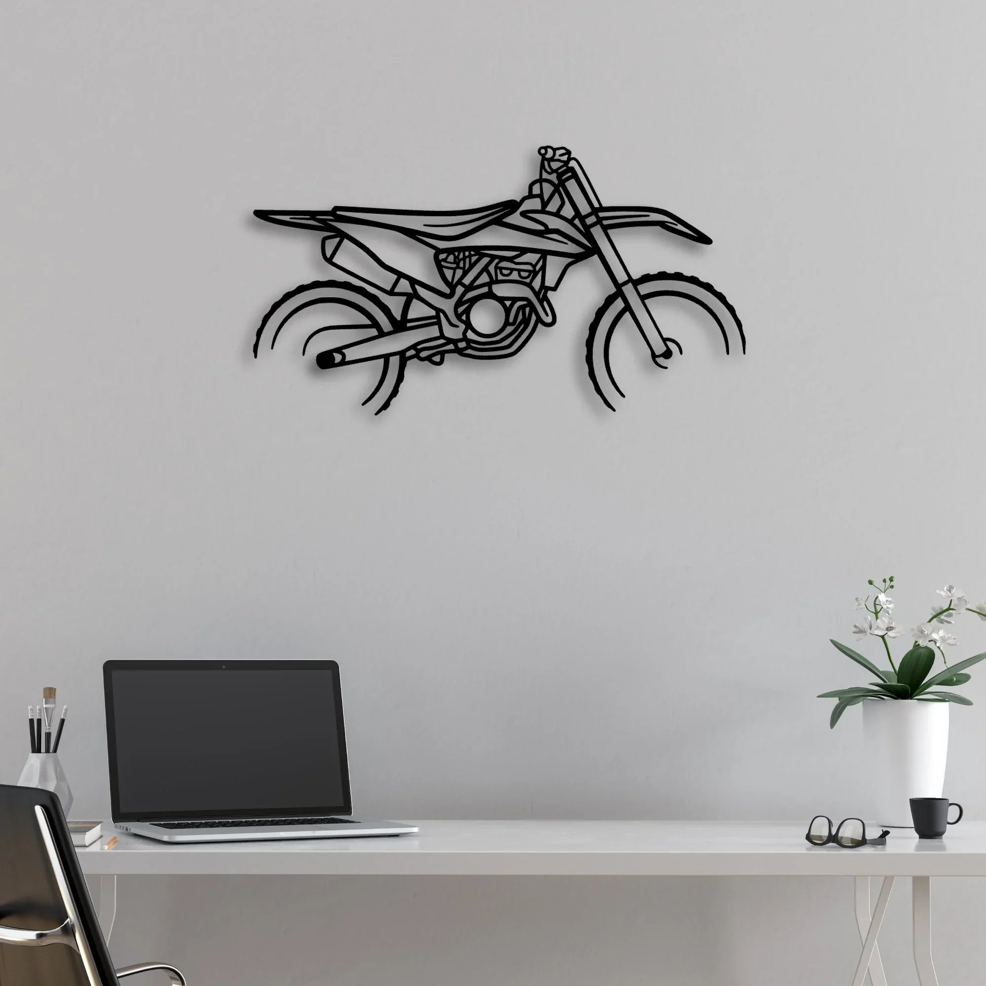 KTM Motocross Classic Motorcycle Silhouette Metal Wall Art - Moto Garage Decor