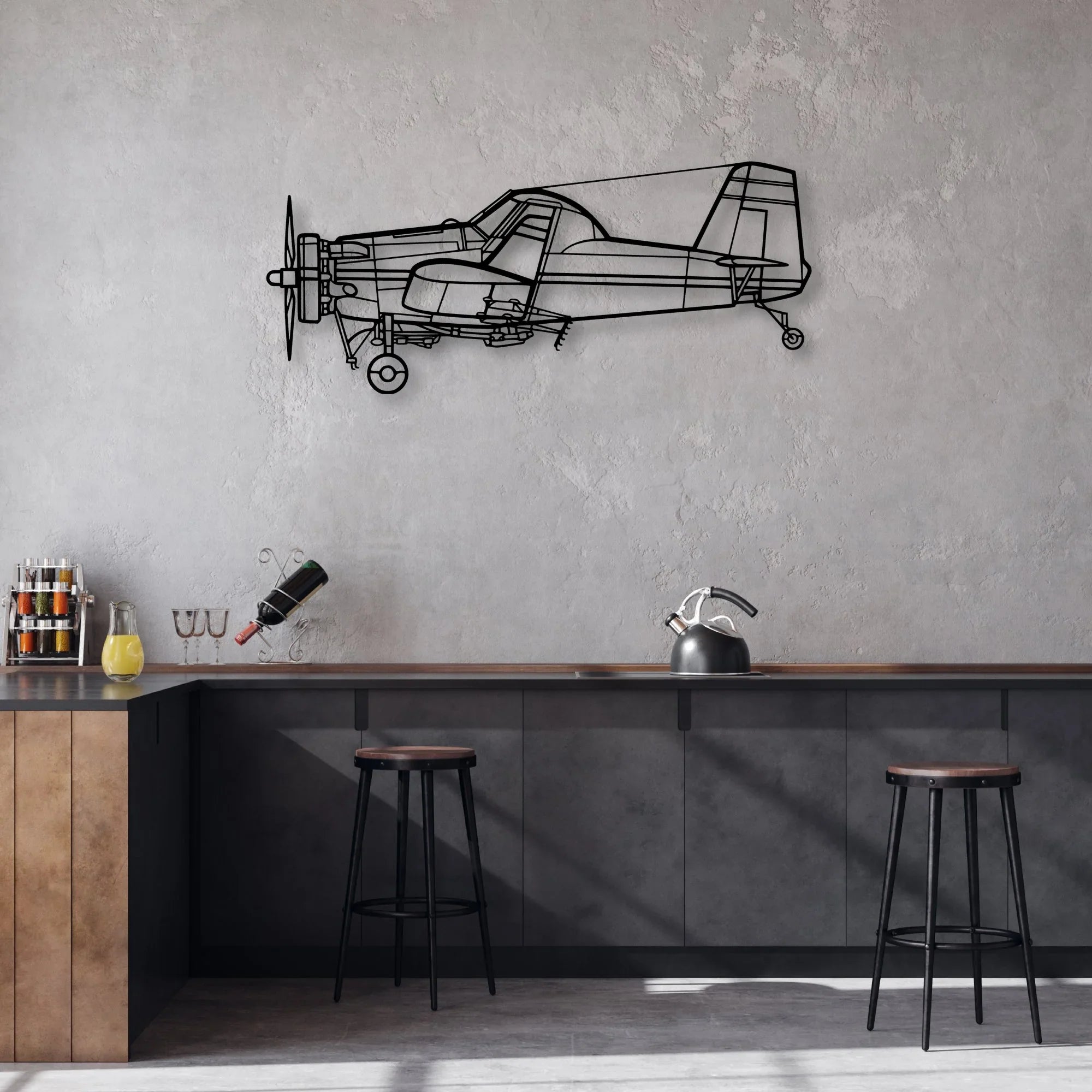 Luscombe 8A Classic Aircraft Silhouette Metal Wall Art - Aviation Hangar Decor