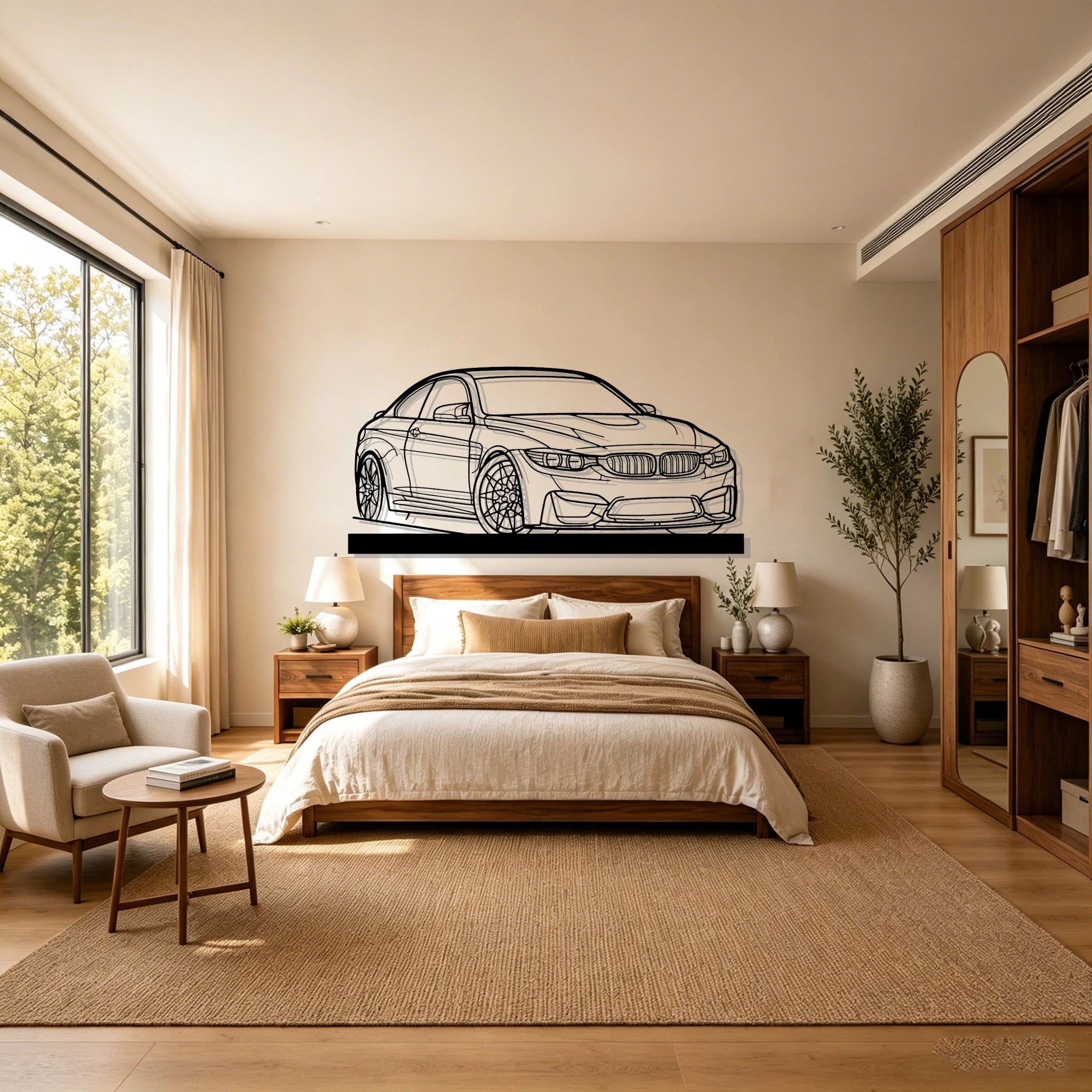 M4 F82 Angle Silhouette Metal Art Stand - Classic Car Garage Decor