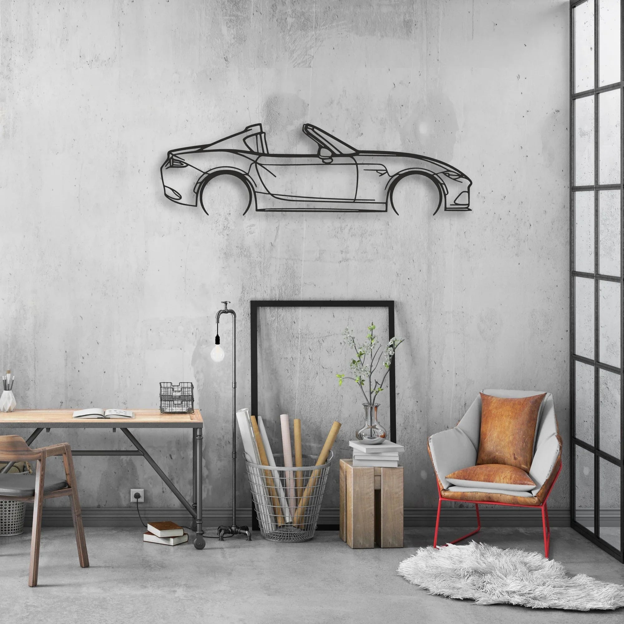 mazda mx5 rf Classic Silhouette Metal Wall Art - Automotive Garage Decor