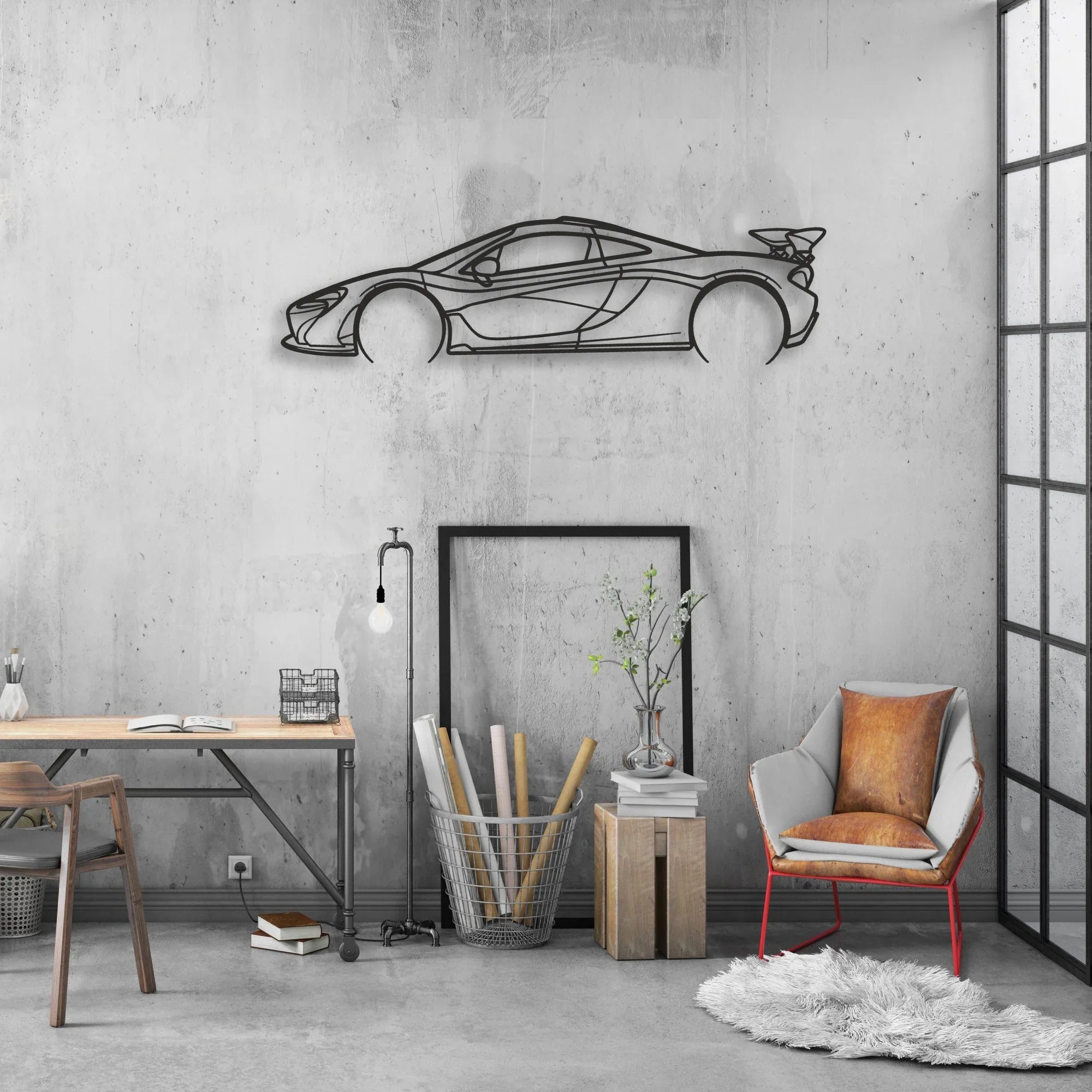 mclaren p1 Classic Silhouette Metal Wall Art - Automotive Garage Decor