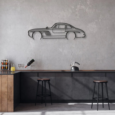 mercedes 300 sl Classic Silhouette Metal Wall Art - Automotive Garage Decor